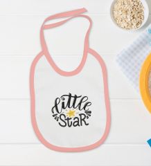 BK Kids Little Star Tasarımlı Pembe Bebek Body Zıbın ve Mama Önlüğü Hediye Seti-1