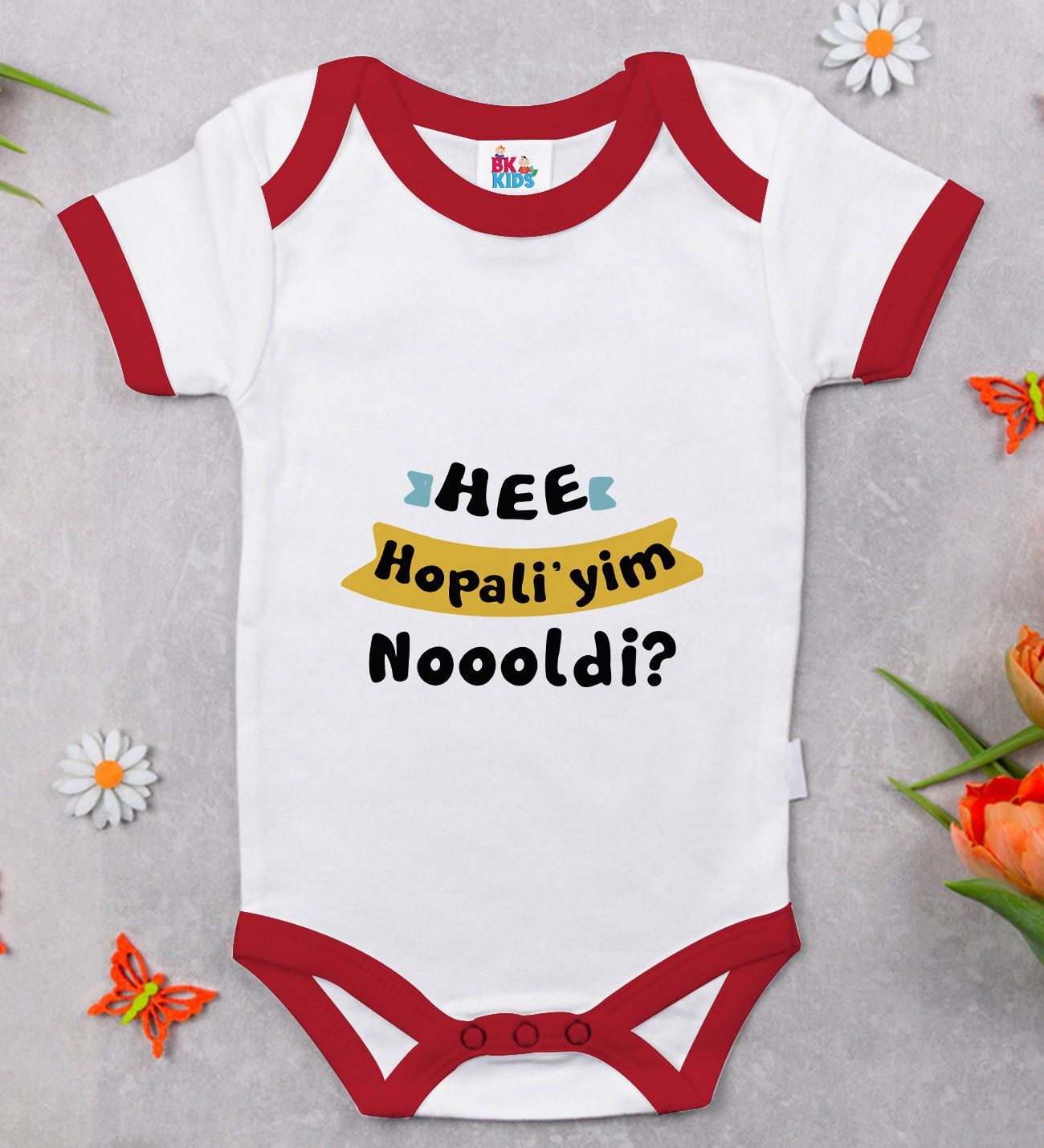 BK Kids Hopaliyim Tasarımlı Kırmızı Bebek Body Zıbın-1