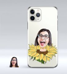 Kişiye Özel Bayan Karikatürlü iPhone 11 Pro İnce Şeffaf Silikon Telefon Kapağı-47