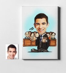 Kişiye Özel Bay Avukat Karikatür Kanvas Tablo (50 x 70 cm.) 2