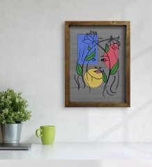 BK Home Woman Line Tasarımlı Doğal Masif Ahşap Çerçeveli Tablo-5