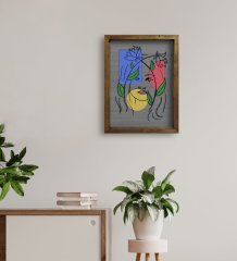 BK Home Woman Line Tasarımlı Doğal Masif Ahşap Çerçeveli Tablo-5