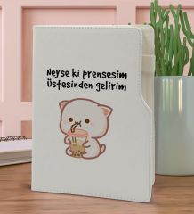 BK Gift Neyse ki Prensesim Tasarımlı Beyaz Termo Deri Not Defteri 15x21cm-1