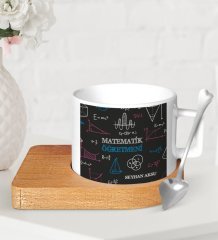 Kişiye Özel Matematik Öğretmeni Ahşap Altlıklı Seramik Fincan-11