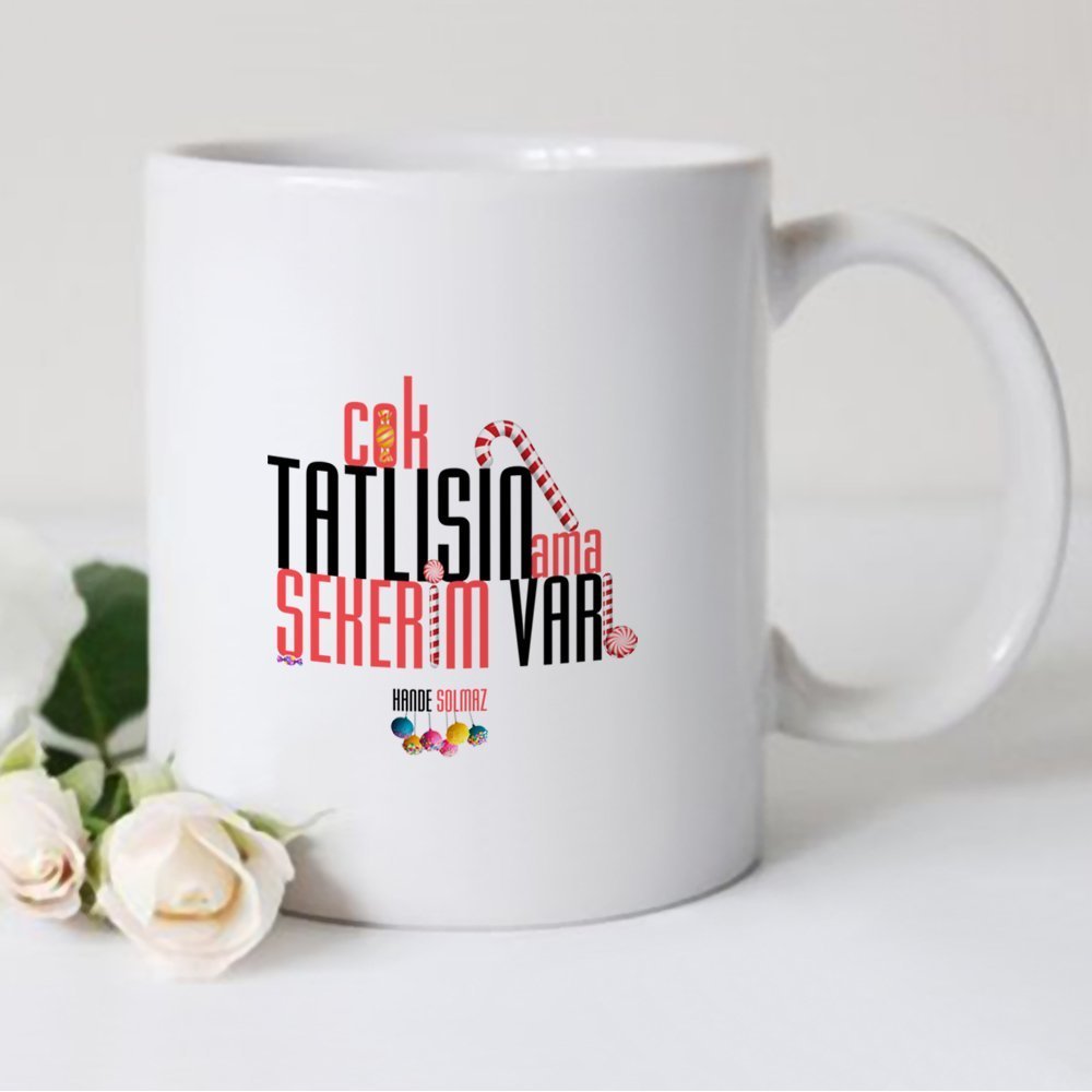 Kişiye Özel Çok Tatlısın Ama Şekerim Var Beyaz Kupa Bardak - 1