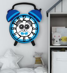 BK Gift Kişiye Özel Hayvan Figürlü Retro Çalar Saat Tasarımlı Kabartma Figürlü Ahşap Çocuk Duvar Saati-13, Ev Dekoru, Çocuk Odası Aksesuar