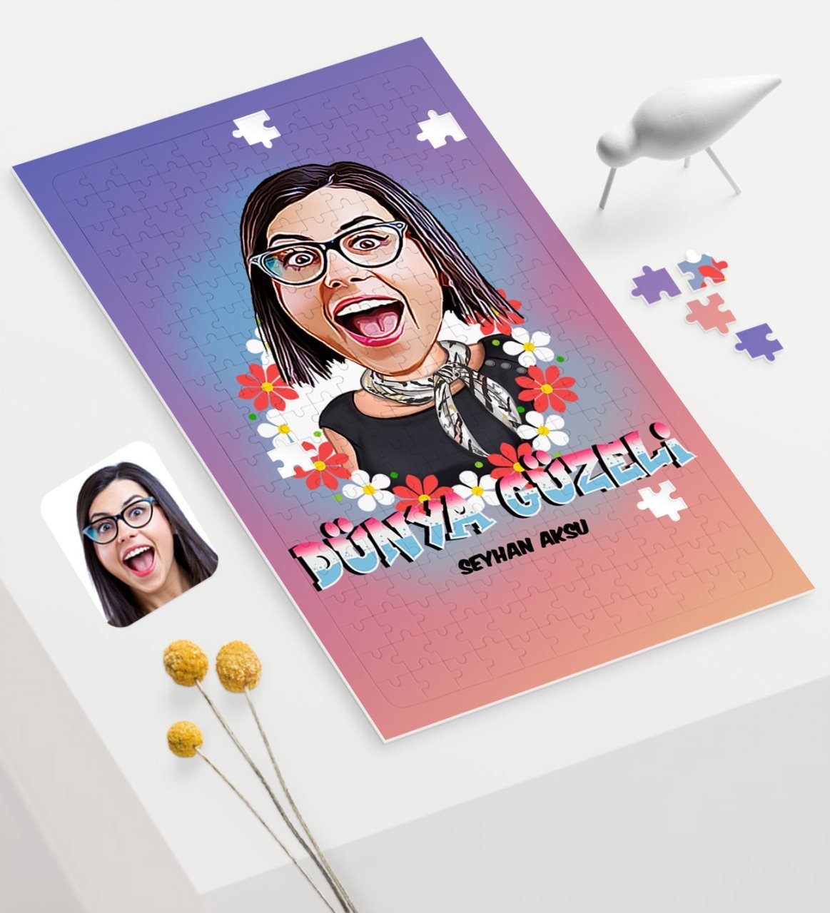 Kişiye Özel Dünya Güzeli Karikatürlü 240 Parça A3 Puzzle - 1