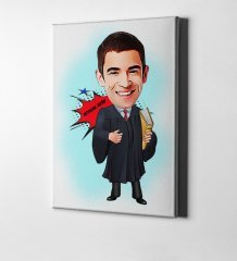 Kişiye Özel Bay Avukat Karikatür Kanvas Tablo (50 x 70 cm.) 1