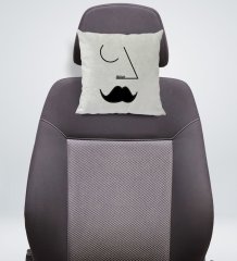 Kişiye Özel İsimli Picasso Erkek Figürlü Kare Araç Koltuk Yastığı-1