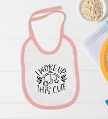 BK Kids This Cute Tasarımlı Pembe Bebek Body Zıbın ve Mama Önlüğü Hediye Seti-1