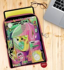 BK Gift Modern Soyut Tasarımlı Taşınabilir Koruyucu Tablet Kılıfı & Organizer Çanta - Pembe-5
