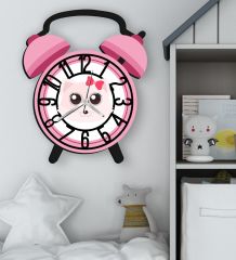 BK Gift Kişiye Özel Hayvan Figürlü Retro Çalar Saat Tasarımlı Kabartma Figürlü Ahşap Çocuk Duvar Saati-12, Ev Dekoru, Çocuk Odası Aksesuar