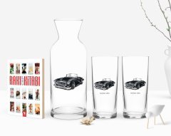 Kişiye Özel Renkli Baskılı Retro Otomobil Tasarımlı İkili Rakı Bardağı Karaf ve Cep Kitabı Hediye Seti-1