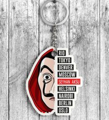 Kişiye Özel La Casa De Papel Ahşap Anahtarlık - 10