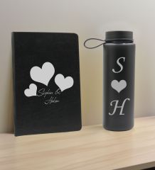 BK Gift Sevgiliye Özel İsimli Siyah Defter ve Cam Matara Hediye Seti-1, Sevgiliye Hediye, Sevgililer Günü, Yeni İş Hediyesi