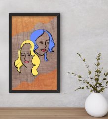BK Home Woman Line Dekoratif Ahşap Siyah Çerçeveli Tablo-2