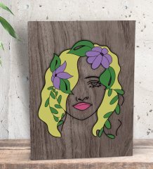 BK Gift Woman Line Tasarımlı Dekoratif Mini Kanvas Tablo 15x20cm-7