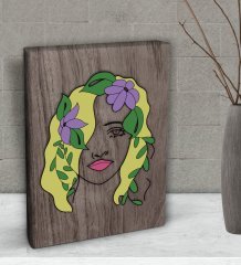 BK Gift Woman Line Tasarımlı Dekoratif Mini Kanvas Tablo 15x20cm-7