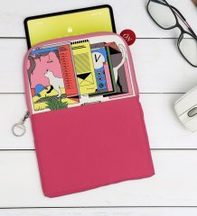 BK Gift Modern Soyut Tasarımlı Taşınabilir Koruyucu Tablet Kılıfı & Organizer Çanta - Pembe-4