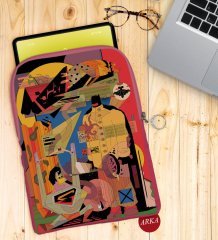 BK Gift Modern Soyut Tasarımlı Taşınabilir Koruyucu Tablet Kılıfı & Organizer Çanta - Pembe-4