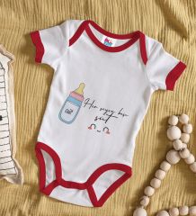 BK Kids Her Şeyin Başı Süt Tasarımlı Kırmızı Bebek Body Zıbın-1