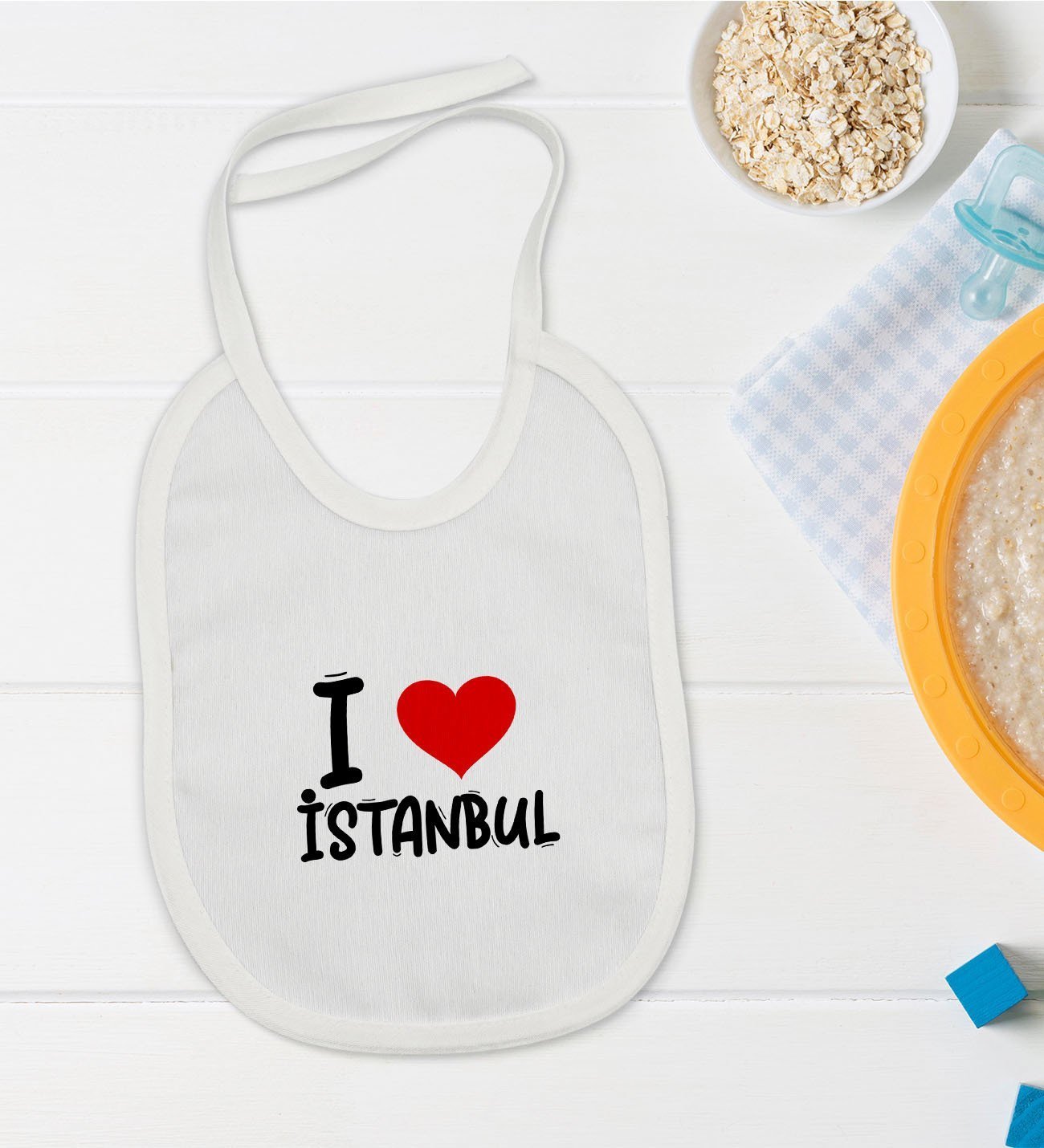 BK Kids I Love İstanbul Tasarımlı Bebek Mama Önlüğü - Model 1