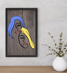 BK Home Woman Line Dekoratif Ahşap Siyah Çerçeveli Tablo-1