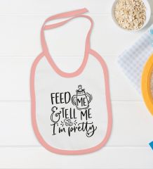 BK Kids I'm Pretty Tasarımlı Pembe Bebek Body Zıbın ve Mama Önlüğü Hediye Seti-1