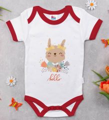BK Kids Hello Tasarımlı Kırmızı Bebek Body Zıbın-1