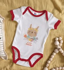 BK Kids Hello Tasarımlı Kırmızı Bebek Body Zıbın-1