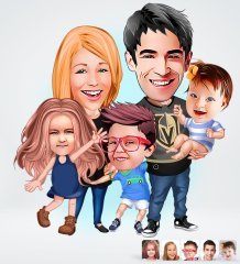 Kişiye Özel Aile Tasarımlı Dijital Karikatür-6
