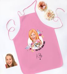 BK Gift Kişiye Özel Karikatürlü Anneler Günü Tasarımlı Pembe Mutfak Önlüğü, Aşçı Önlüğü, Şef Önlüğü, Anneye Hediye-7