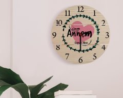 Kişiye Özel Canım Annem Tasarımlı Otantik Ahşap Palet Saat-10