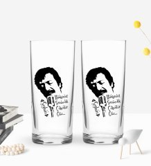 Kişiye Özel Çılgınlar Gibi Tasarımlı 2’li Rakı Bardağı ve Meze Tabaklı Doğal Masif Ahşap Servis Sunum Tepsisi Model 1