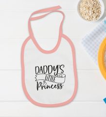 BK Kids Daddy's Little Princess Tasarımlı Pembe Bebek Body Zıbın ve Mama Önlüğü Hediye Seti-1