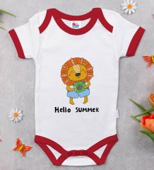 BK Kids Hello Summer Tasarımlı Kırmızı Bebek Body Zıbın-1