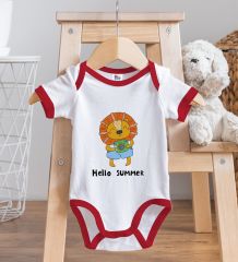 BK Kids Hello Summer Tasarımlı Kırmızı Bebek Body Zıbın-1