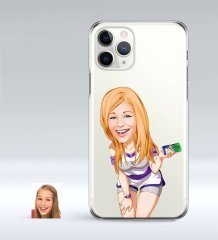 Kişiye Özel Bayan Karikatürlü iPhone 11 Pro İnce Şeffaf Silikon Telefon Kapağı-36