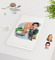 Kişiye Özel Sevgililer Günü Temalı Evleniyoruz Karikatürlü Beyaz Defter-1