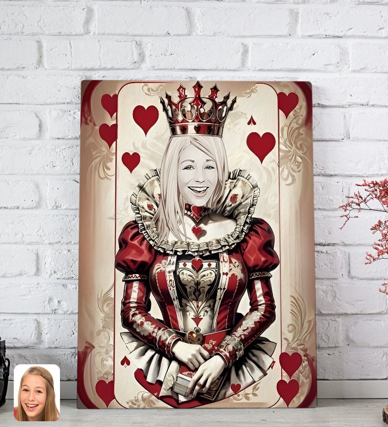 BK Gift Kişiye Özel Maça Kızı Kraliçe Kanvas Tablo-2(20x30), Sevgiliye Hediye, Arkadaşa Hediye