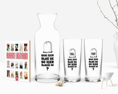 Kişiye Özel Renkli Baskılı Rakı İçen Öldü De Su İçen Ölmedi Mi Tasarımlı İkili Rakı Bardağı Karaf ve Cep Kitabı Hediye Seti-1