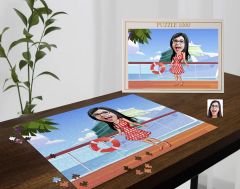 BK Gift Kişiye Özel Tatilci Kadın Tasarımlı 1000 Parça Profesyonel Puzzle-4, 1000 Puzzle, Arkadaşa Hediye