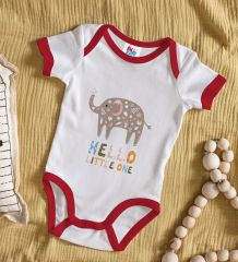 BK Kids Hello Little One Tasarımlı Kırmızı Bebek Body Zıbın-1