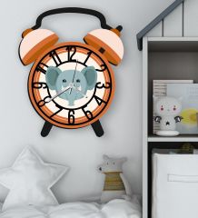 BK Gift Kişiye Özel Hayvan Figürlü Retro Çalar Saat Tasarımlı Kabartma Figürlü Ahşap Çocuk Duvar Saati-8, Ev Dekoru, Çocuk Odası Aksesuar