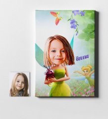 Kişiye Özel Tinker Bell Karikatür Kanvas Tablo (50 x 70 cm.) 1