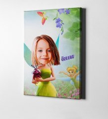 Kişiye Özel Tinker Bell Karikatür Kanvas Tablo (50 x 70 cm.) 1