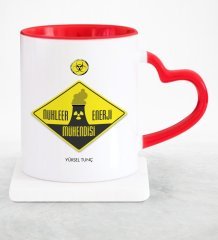 Kişiye Özel Mesleki Nükleer Enerji Mühendisi Kırmızı Kalpli Kupa Bardak