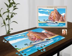 BK Gift Kişiye Özel Tatilci Kadın Tasarımlı 1000 Parça Profesyonel Puzzle-3, 1000 Puzzle, Arkadaşa Hediye
