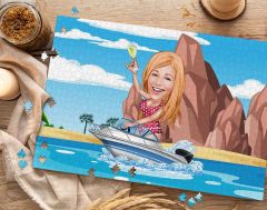 BK Gift Kişiye Özel Tatilci Kadın Tasarımlı 1000 Parça Profesyonel Puzzle-3, 1000 Puzzle, Arkadaşa Hediye