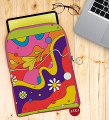 BK Gift Modern Art Tasarımlı Taşınabilir Koruyucu Tablet Kılıfı & Organizer Çanta - Pembe-2